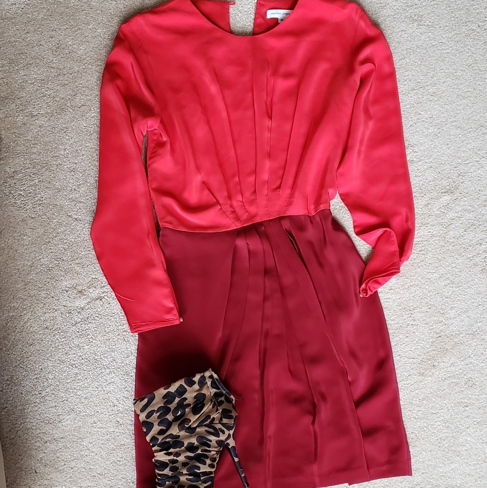 Amanda Uprichard silk red dres two tone med